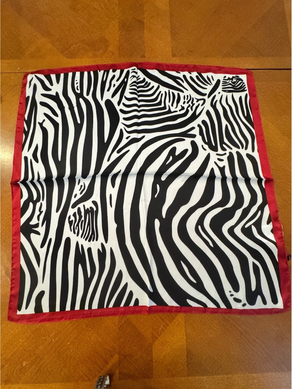Square Zebra Print Scarf with Red Border 357